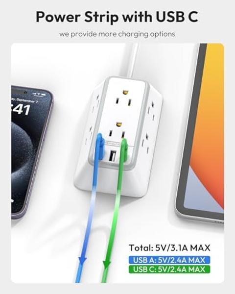 Order-Oasis ™ 25ft Flat Plug Power Strip