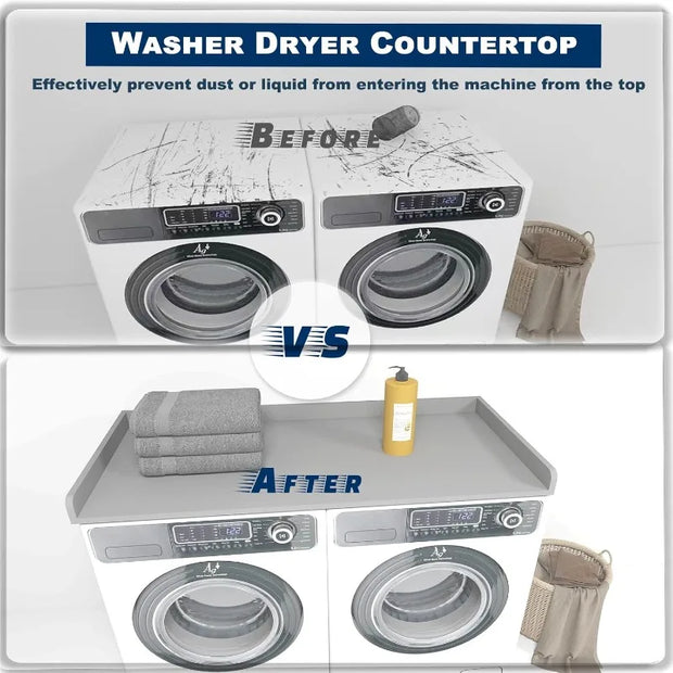 Order-Oasis ™ Wood Laundry Shelf for Washer/Dryer – Edge Rails & Non-Slip Pads